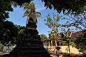 Vientiane, Laos - Wat Si Saket, the area around the temple precinct is filled with stupas, drum tower, open pavilion sheltering Buddha statues. 